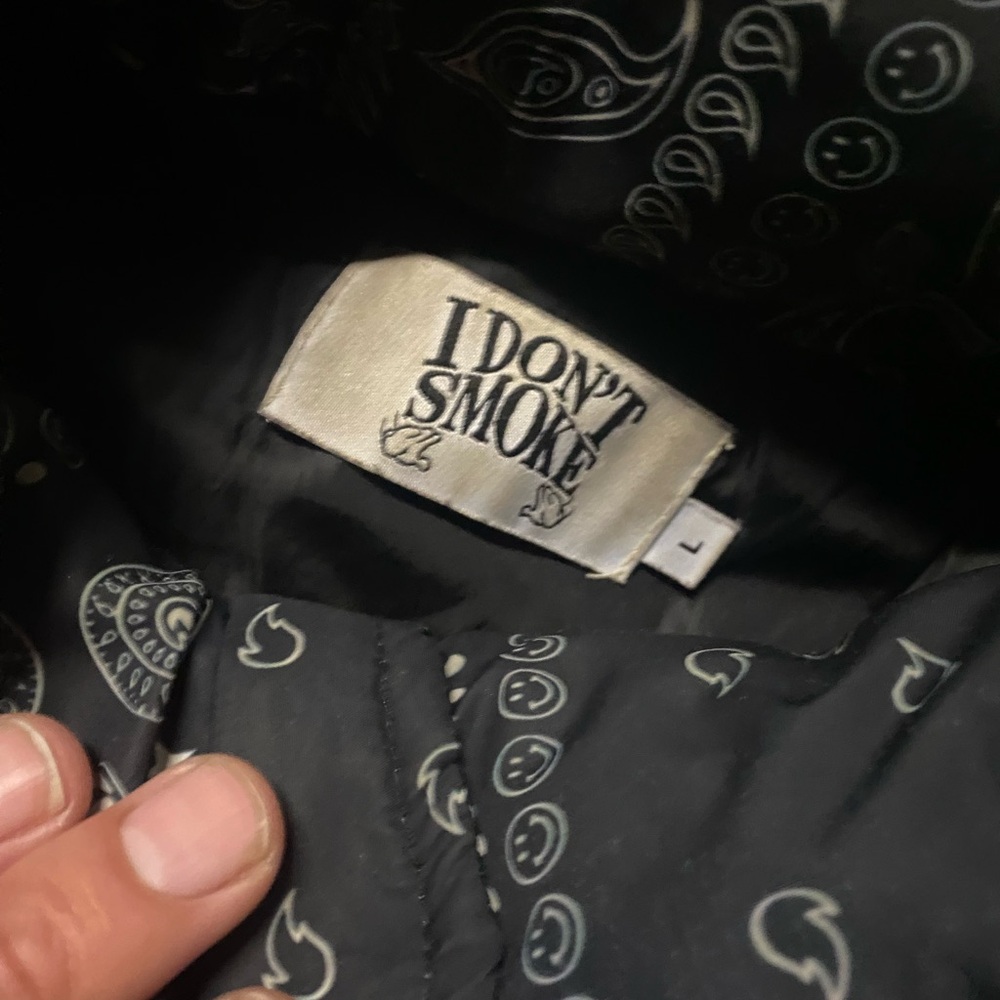 Men's Black Patterned Puffer Jacket - image 4